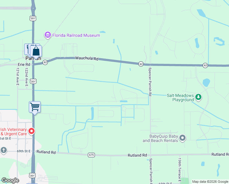 map of restaurants, bars, coffee shops, grocery stores, and more near 7643 Twinleaf Terrace Way in Parrish