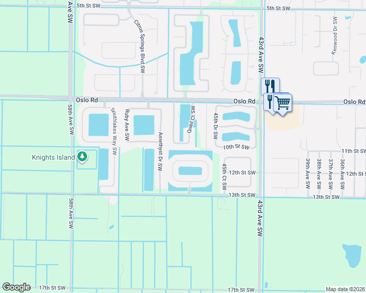 map of restaurants, bars, coffee shops, grocery stores, and more near 4855 Pheasant Lane Southwest in Vero Beach
