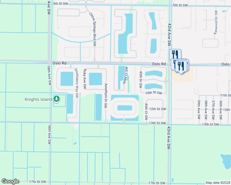map of restaurants, bars, coffee shops, grocery stores, and more near 4855 Pheasant Lane Southwest in Vero Beach