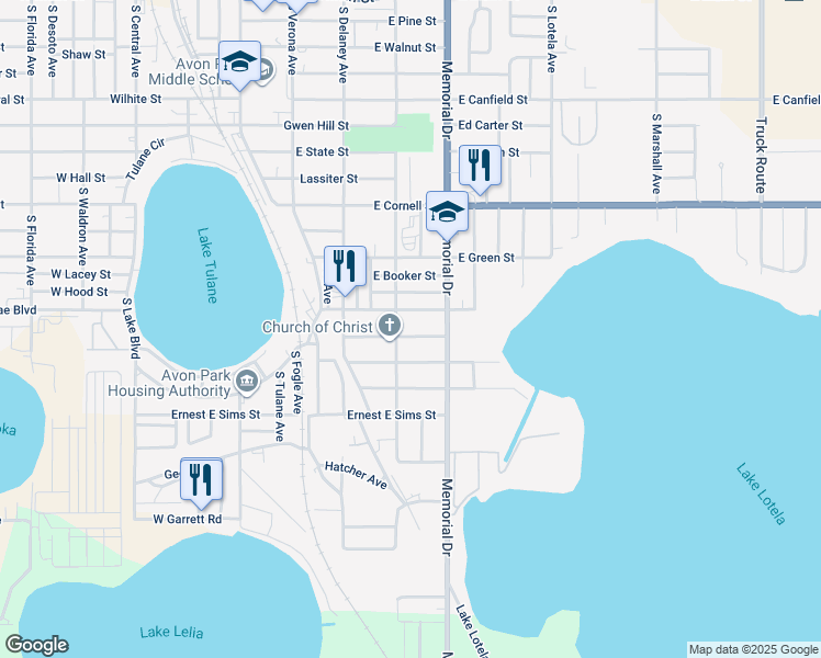 map of restaurants, bars, coffee shops, grocery stores, and more near 308 Fred Conner St in Avon Park