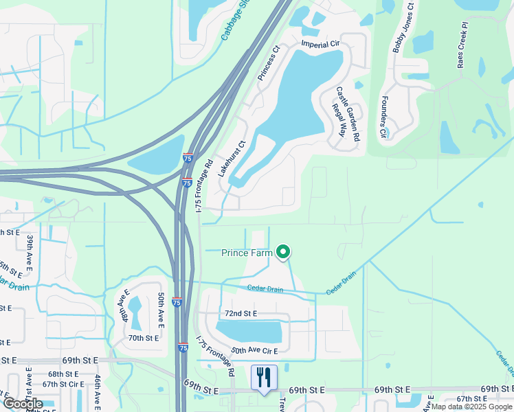 map of restaurants, bars, coffee shops, grocery stores, and more near 5222 Lansdowne Way in Palmetto