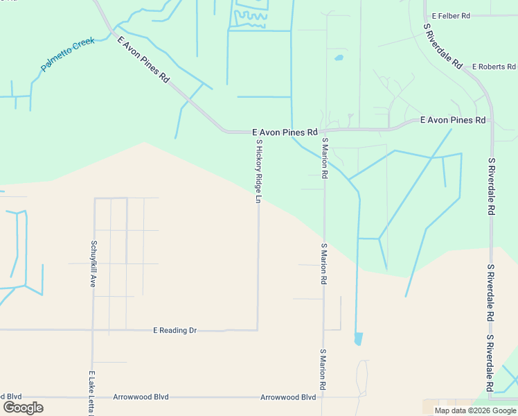 map of restaurants, bars, coffee shops, grocery stores, and more near South Hickory Ridge Lane in Highlands County