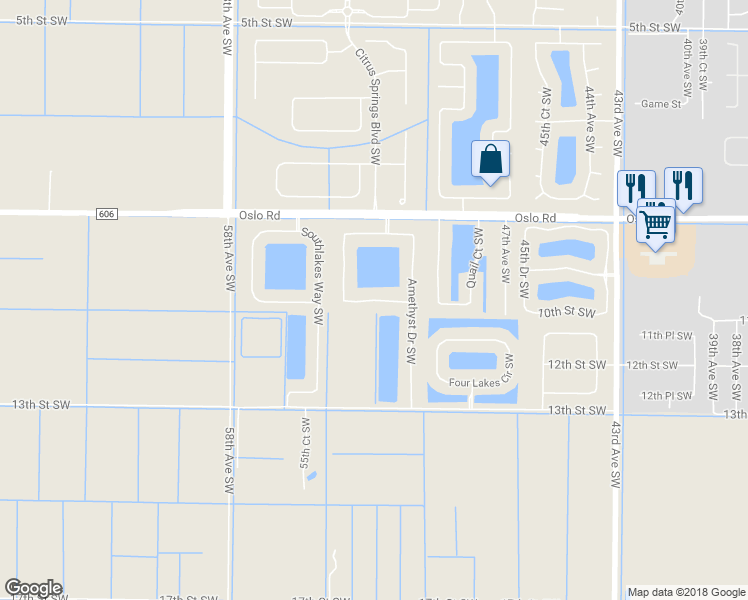 map of restaurants, bars, coffee shops, grocery stores, and more near 5165 Topaz Lane Southwest in Vero Beach
