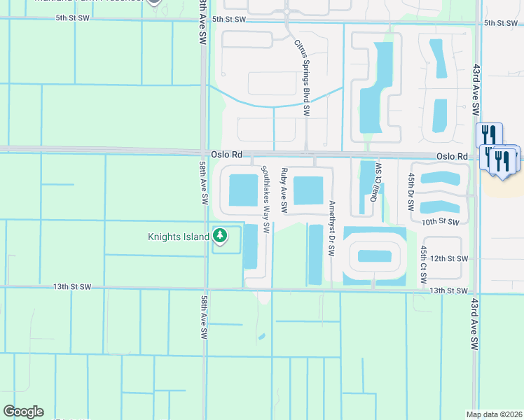 map of restaurants, bars, coffee shops, grocery stores, and more near 1010 Southlakes Way Southwest in Vero Beach