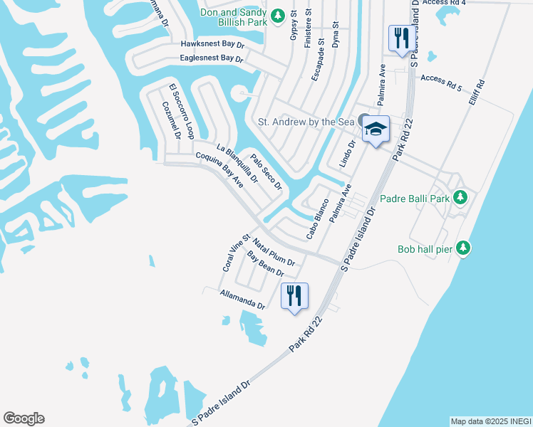 map of restaurants, bars, coffee shops, grocery stores, and more near 14166 Coquina Bay Avenue in Corpus Christi