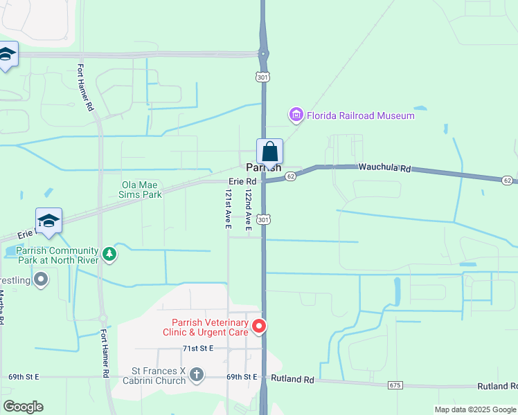 map of restaurants, bars, coffee shops, grocery stores, and more near 7805 122nd Avenue East in Parrish