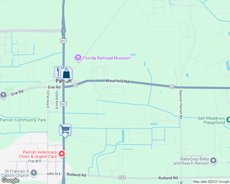 map of restaurants, bars, coffee shops, grocery stores, and more near 11227-11439 Wauchula Road in Parrish