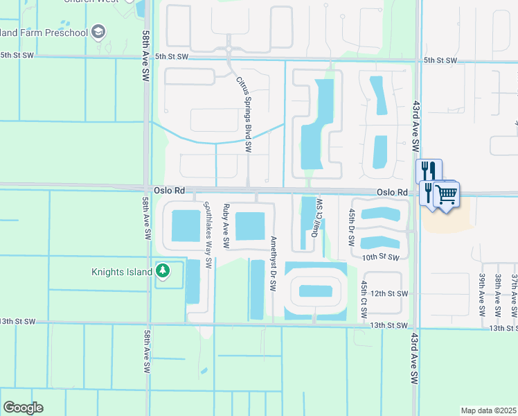 map of restaurants, bars, coffee shops, grocery stores, and more near 5105 Sapphire Lane Southwest in Vero Beach