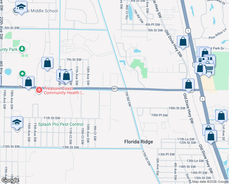 map of restaurants, bars, coffee shops, grocery stores, and more near 815 9th Street Southwest in Vero Beach