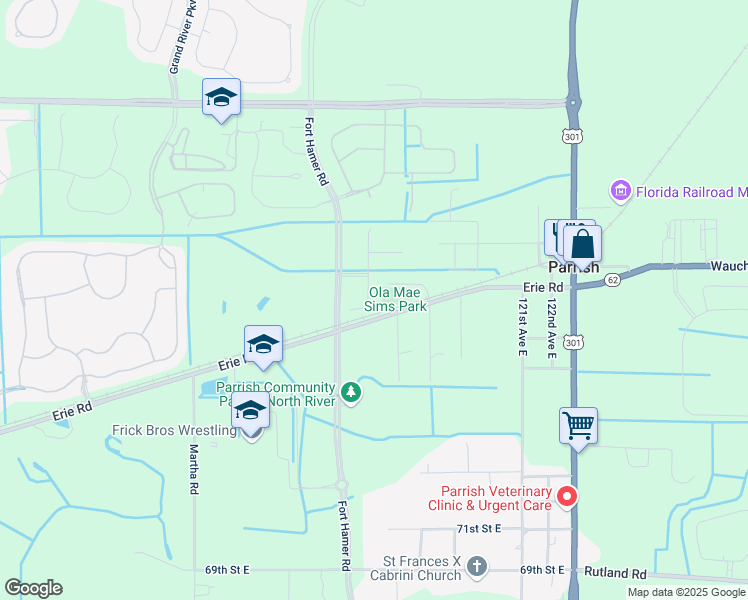 map of restaurants, bars, coffee shops, grocery stores, and more near 8028 Trimbelle Terrace in Parrish