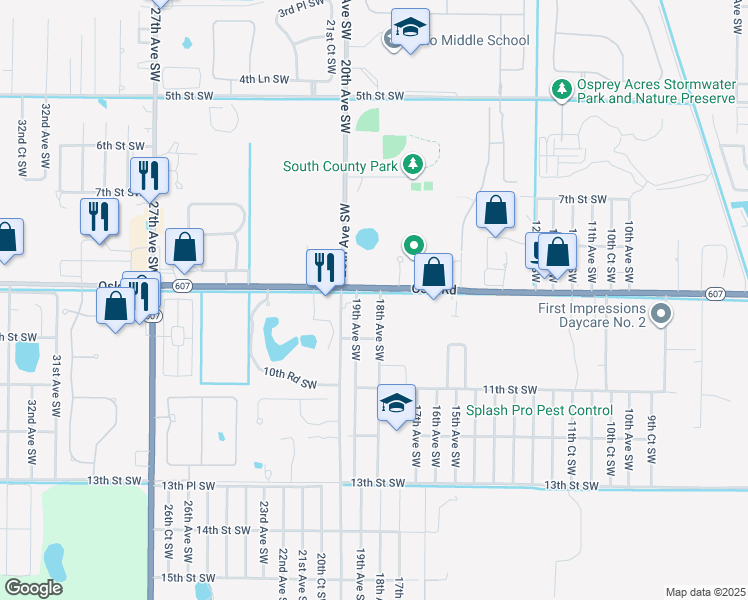 map of restaurants, bars, coffee shops, grocery stores, and more near 927 18th Avenue Southwest in Vero Beach