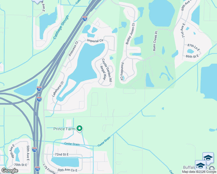 map of restaurants, bars, coffee shops, grocery stores, and more near 8408 Castle Garden Road in Palmetto