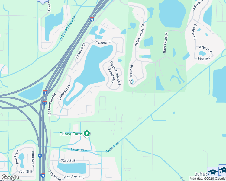 map of restaurants, bars, coffee shops, grocery stores, and more near 8408 Castle Garden Road in Palmetto