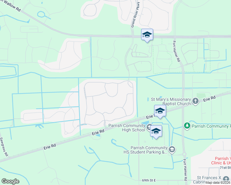 map of restaurants, bars, coffee shops, grocery stores, and more near 7926 113th Avenue Circle East in Parrish