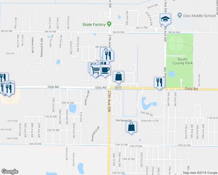 map of restaurants, bars, coffee shops, grocery stores, and more near 2800 9th Street Southwest in Vero Beach