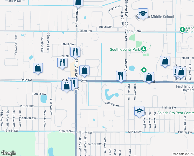 map of restaurants, bars, coffee shops, grocery stores, and more near 2475 Langrove Lane Sothwest in Vero Beach