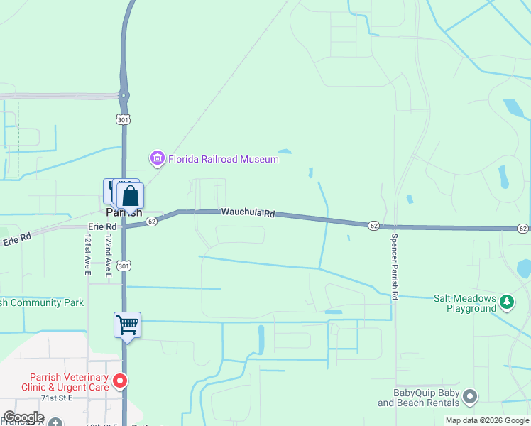map of restaurants, bars, coffee shops, grocery stores, and more near 11441 Wauchula Road in Parrish