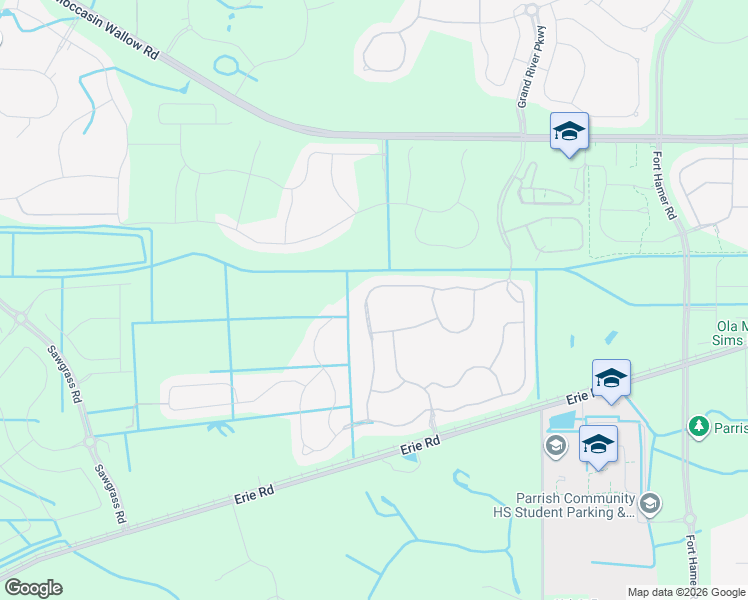 map of restaurants, bars, coffee shops, grocery stores, and more near 11207 82nd Street East in Parrish