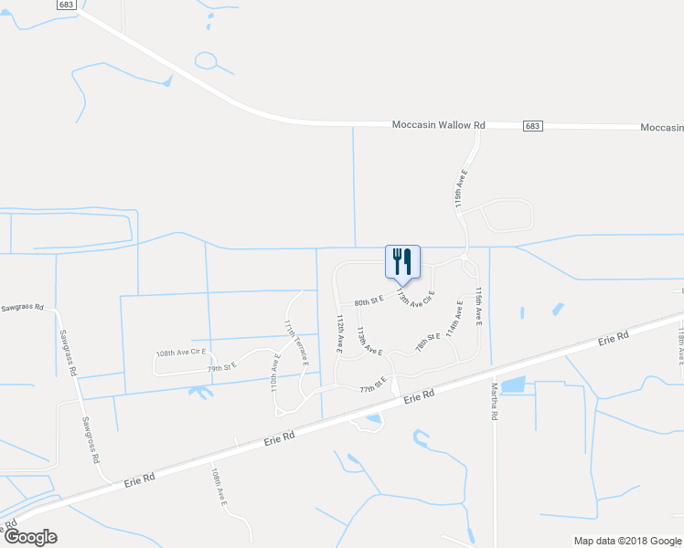 map of restaurants, bars, coffee shops, grocery stores, and more near 11207 82nd Street East in Parrish