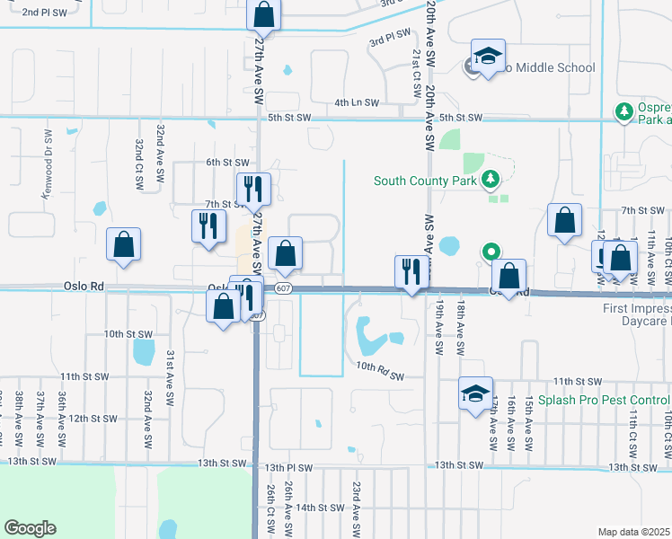 map of restaurants, bars, coffee shops, grocery stores, and more near 834 Middleton Drive Southwest in Vero Beach