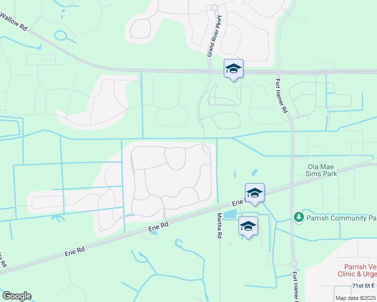map of restaurants, bars, coffee shops, grocery stores, and more near 11335 82nd Street East in Parrish