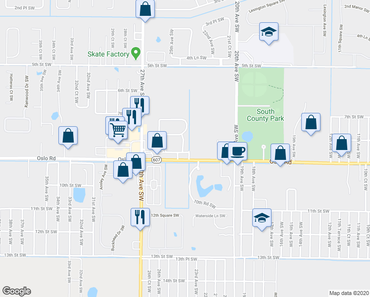 map of restaurants, bars, coffee shops, grocery stores, and more near 830 Middleton Drive Southwest in Vero Beach