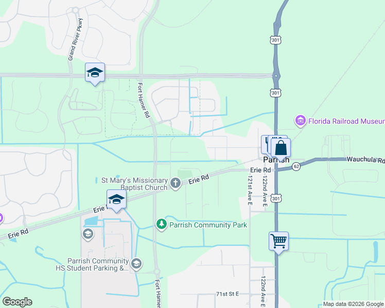 map of restaurants, bars, coffee shops, grocery stores, and more near 11849 Catawba Cove in Parrish