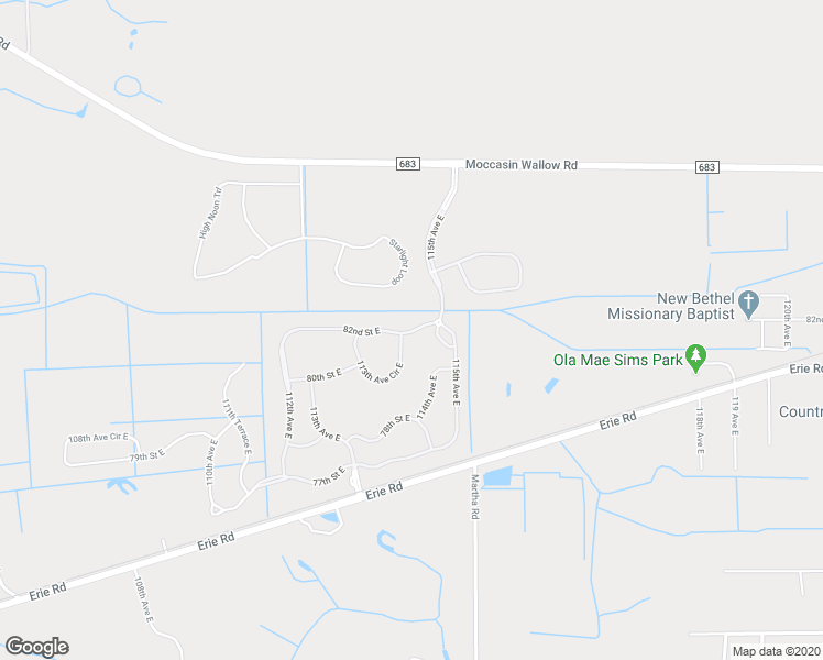 map of restaurants, bars, coffee shops, grocery stores, and more near 11344 82nd Street East in Parrish