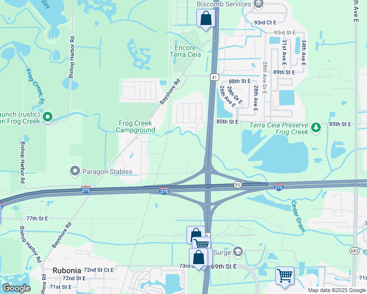 map of restaurants, bars, coffee shops, grocery stores, and more near 2000 Frog Echo Road in Palmetto