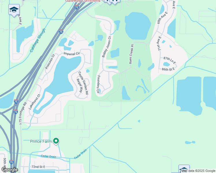map of restaurants, bars, coffee shops, grocery stores, and more near 8859 Founders Circle in Palmetto