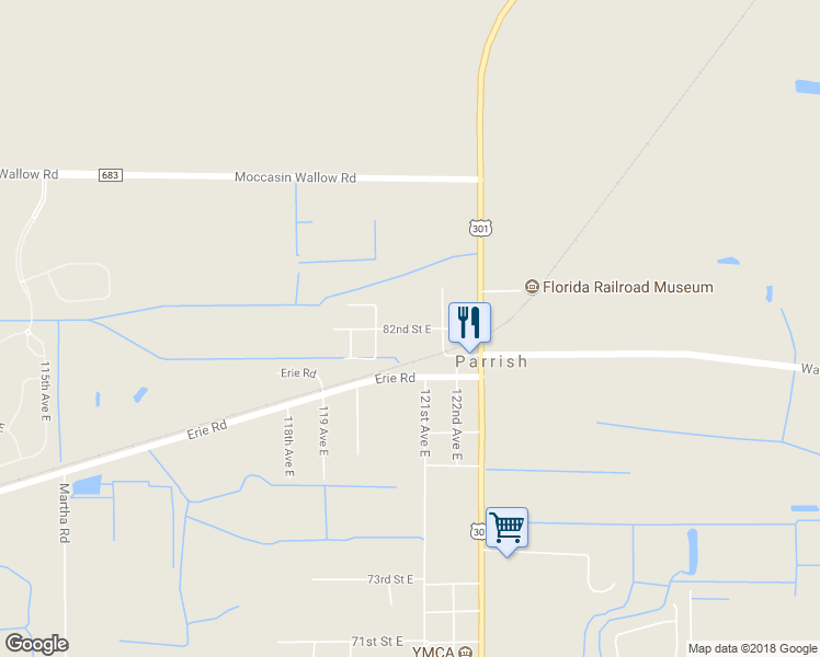 map of restaurants, bars, coffee shops, grocery stores, and more near 12065 82nd Street East in Parrish