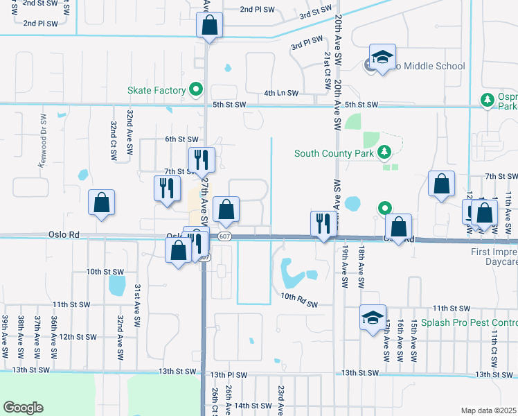 map of restaurants, bars, coffee shops, grocery stores, and more near 760 Middleton Drive Southwest in Vero Beach
