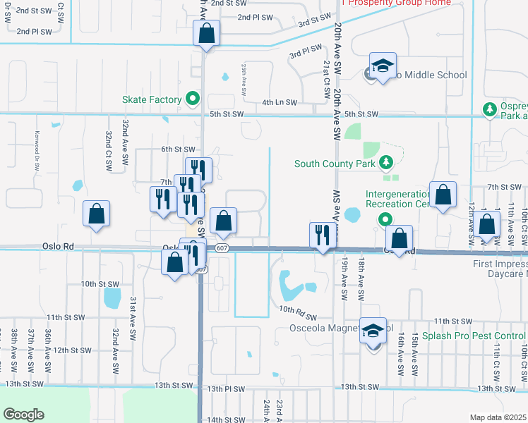 map of restaurants, bars, coffee shops, grocery stores, and more near 760 Middleton Drive Southwest in Vero Beach