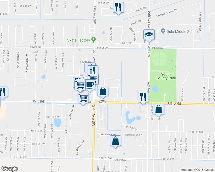 map of restaurants, bars, coffee shops, grocery stores, and more near 2522 Stockbridge Square Southwest in Vero Beach