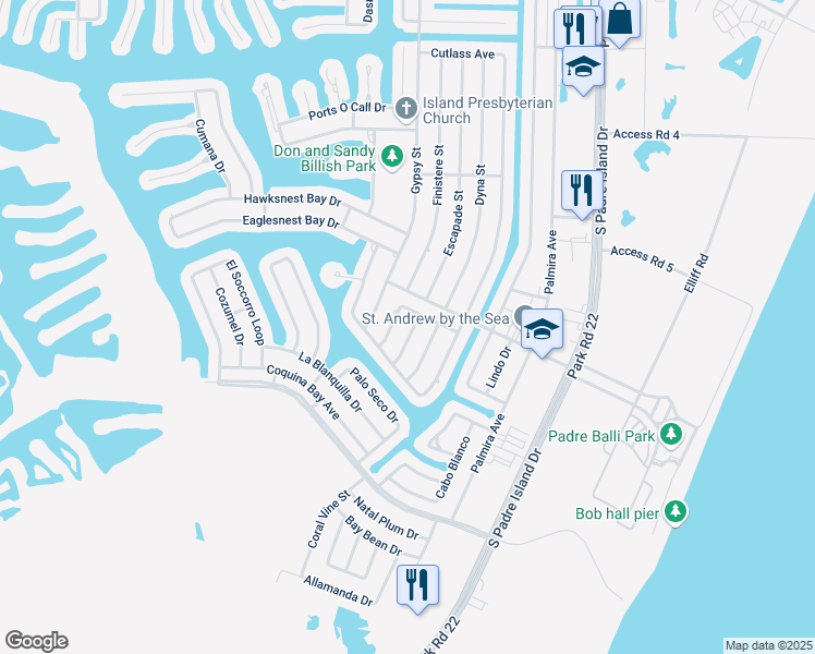 map of restaurants, bars, coffee shops, grocery stores, and more near 15817 Portillo Drive in Corpus Christi