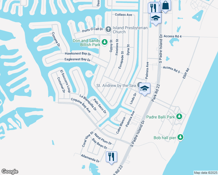 map of restaurants, bars, coffee shops, grocery stores, and more near 15817 Portillo Drive in Corpus Christi