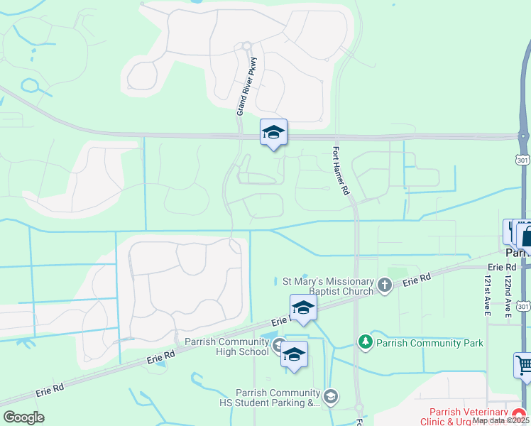 map of restaurants, bars, coffee shops, grocery stores, and more near 11518 84th Street Circle East in Parrish
