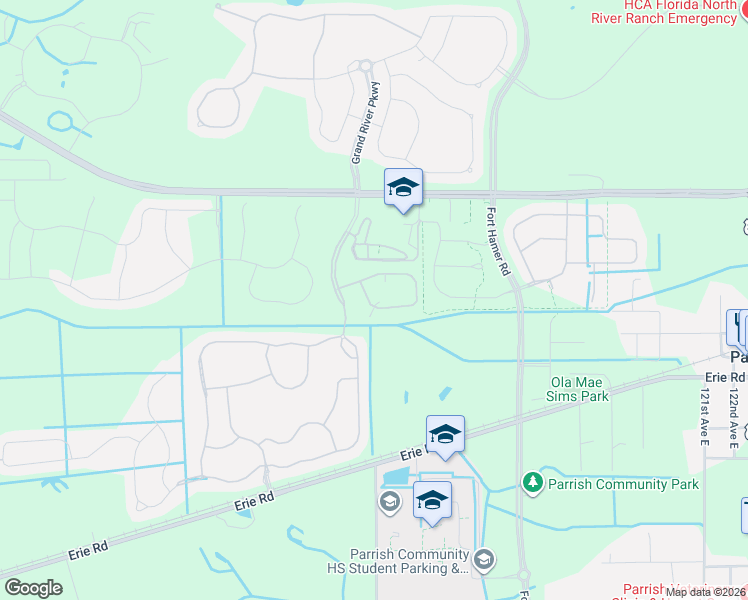 map of restaurants, bars, coffee shops, grocery stores, and more near 11510 84th Street Circle East in Parrish