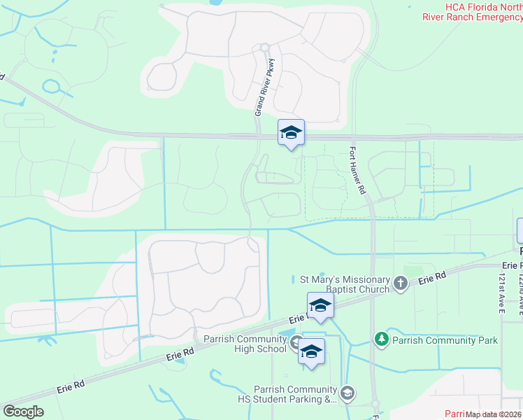 map of restaurants, bars, coffee shops, grocery stores, and more near 11511 84th Street Circle East in Parrish