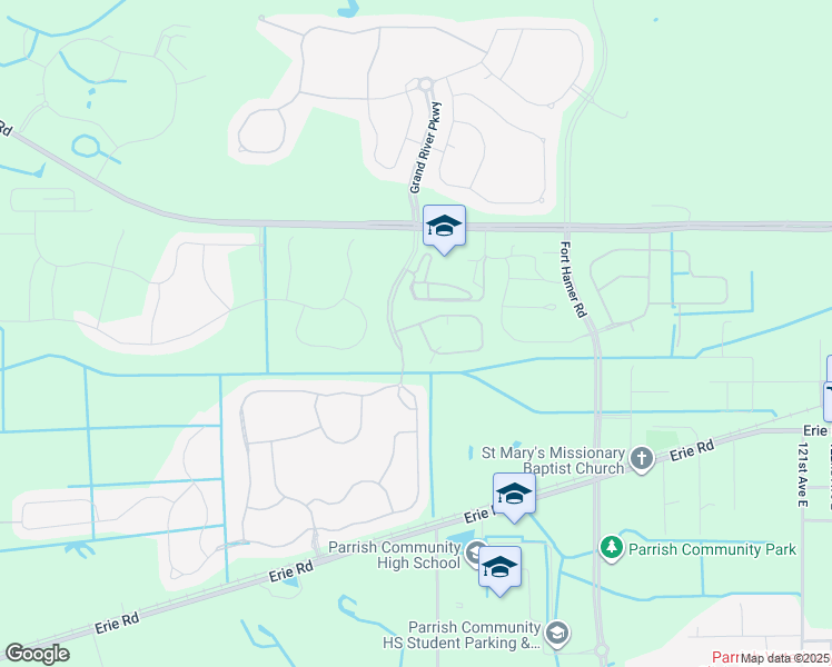 map of restaurants, bars, coffee shops, grocery stores, and more near 11575 84th Street Circle East in Parrish