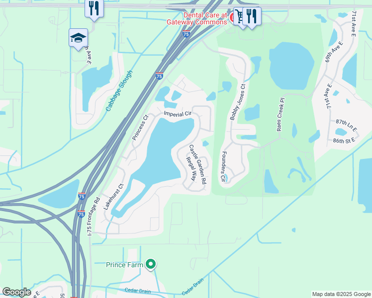 map of restaurants, bars, coffee shops, grocery stores, and more near 8451 Imperial Circle in Palmetto