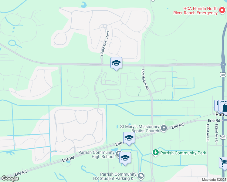 map of restaurants, bars, coffee shops, grocery stores, and more near 11567 84th Street Circle East in Parrish