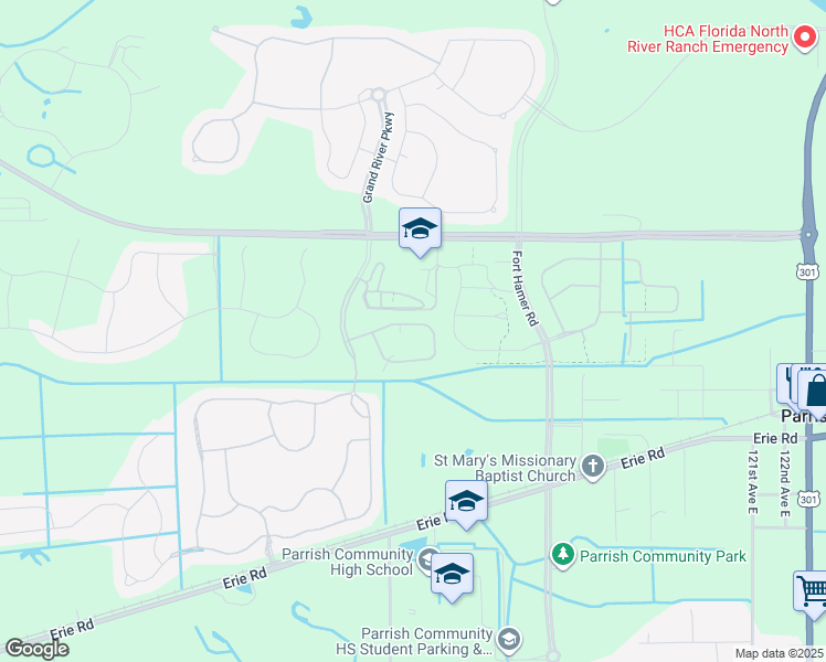 map of restaurants, bars, coffee shops, grocery stores, and more near 11558 84th Street Circle East in Parrish