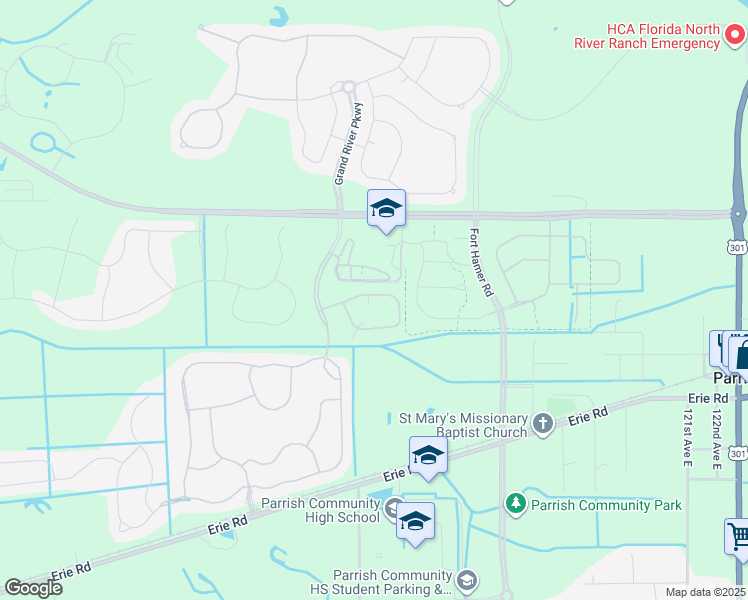 map of restaurants, bars, coffee shops, grocery stores, and more near 11562 84th Street Circle East in Parrish