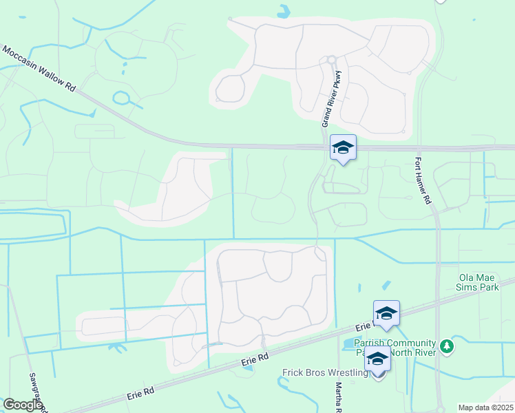 map of restaurants, bars, coffee shops, grocery stores, and more near 8591 Starlight Loop in Parrish
