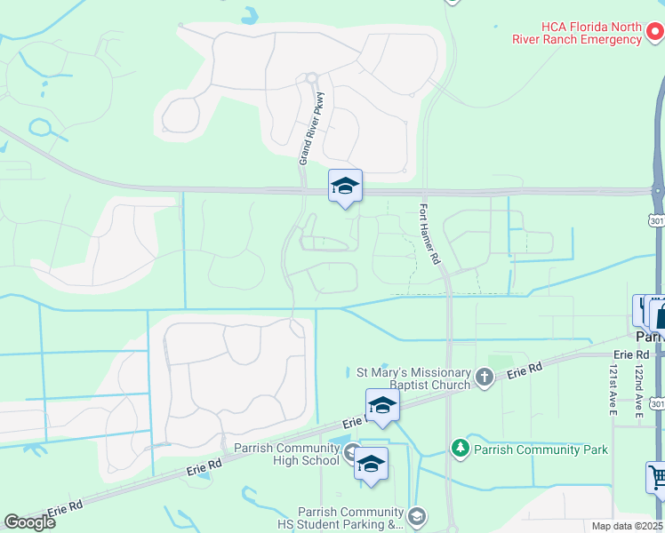 map of restaurants, bars, coffee shops, grocery stores, and more near 11567 84th Street Circle East in Parrish