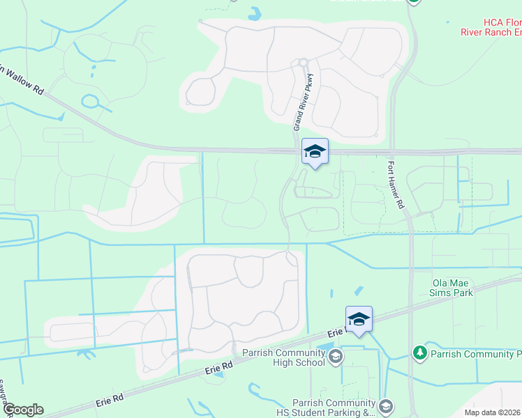 map of restaurants, bars, coffee shops, grocery stores, and more near 115th Avenue East in Parrish