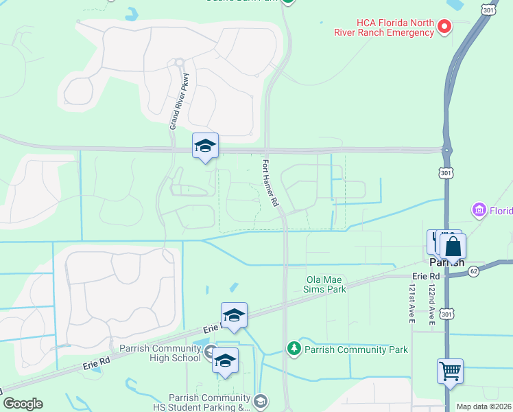 map of restaurants, bars, coffee shops, grocery stores, and more near 11699 Bluestone Court in Parrish