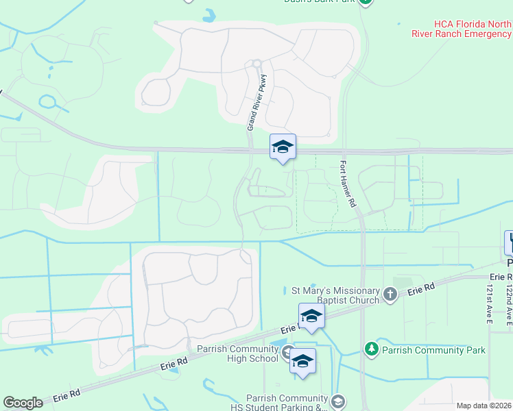 map of restaurants, bars, coffee shops, grocery stores, and more near 11575 84th Street Circle East in Parrish
