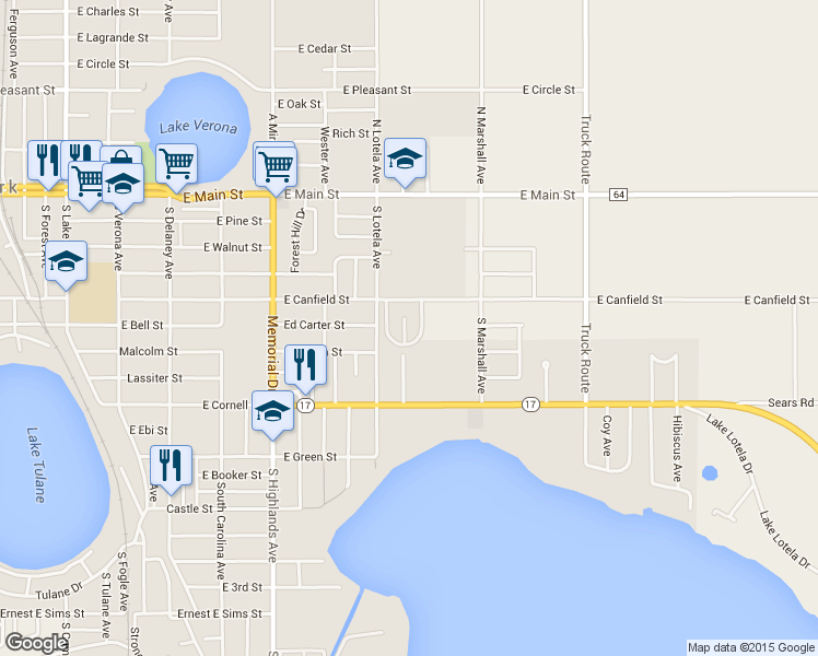 map of restaurants, bars, coffee shops, grocery stores, and more near 321 Blanco Court in Avon Park